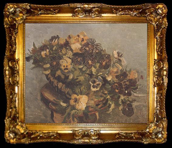 framed  Vincent Van Gogh Tambouring with Pansies (nn04), ta009-2